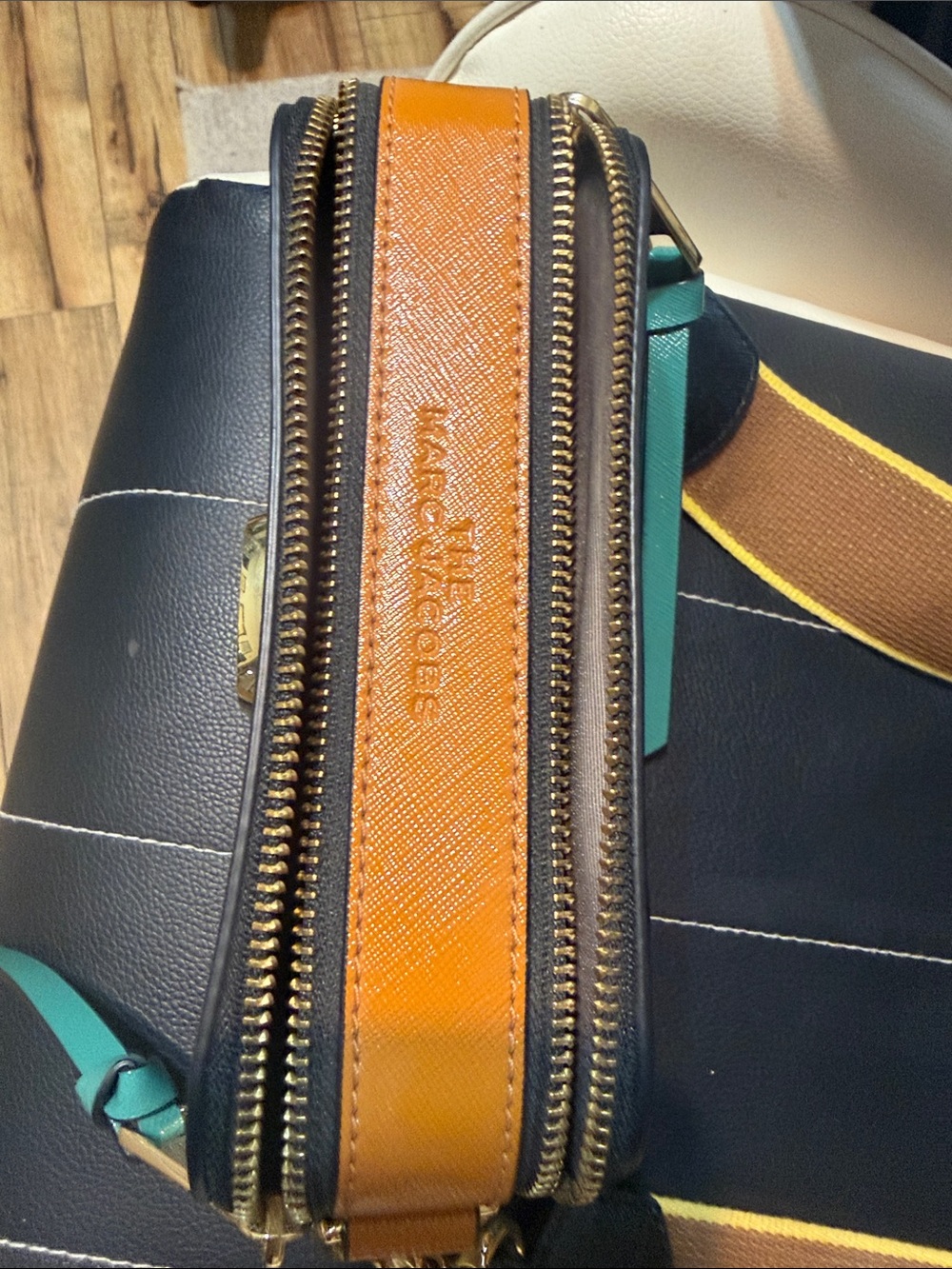 Marc Jacobs Black Crossbody Camera Bag with Yellow & Teal Accents - Picture 2 of 3